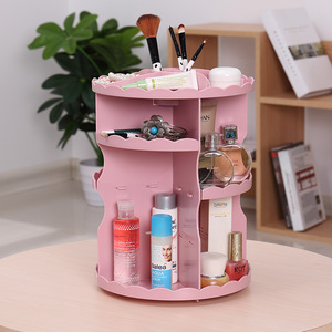 <b>Plastic</b> 3 Tier Rotating Makeup Organizer Desktop Cosmetic Storage <b>Rack</b> With Adjustable 360 Degree Turntable For Beauty Tools - Product Image 1