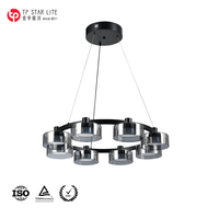 Lustre LED Rond Minimaliste et Créatif pour Salle à Manger, Hauteur Réglable, Suspension Intérieure Noire