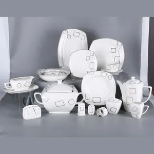 excelente alta calidad vajilla de cerámica de porcelana vajilla de 42 pcs nuevo hueso cuadrado de china conjunto de cena