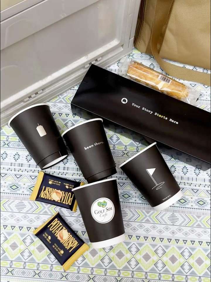 Custom Printed Logo 90mm 12oz 16oz Double Wall Coffee Black Paper Cups ...