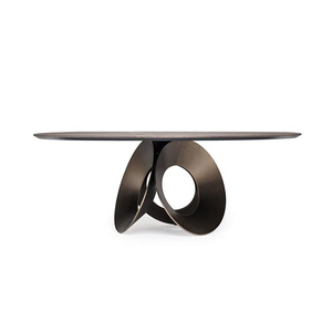 Ensemble de meubles de salle à manger de style luxueux, <span class=keywords><strong>table</strong></span> à manger moderne en marbre avec pieds ovales en acier inoxydable - Product Image 5