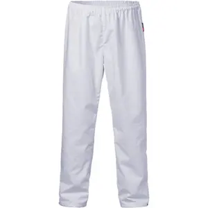 Pantalones de trabajo industriales para hombre, ropa de trabajo barata de fábrica, 65% poliéster, 35% algodón, sarga blanca, con cintura elástica, 190gsm