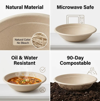 Bol en fibre de canne à sucre écologique jetable de 750 ml, compatible micro-ondes, pour pique-nique, boîte à lunch scolaire, événement d'entreprise