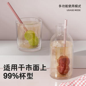 Ensemble infuseur à thé Hy-0344 avec paille, filtre à thé réutilisable en PP et silicone pour infuser le thé aux fleurs à usage domestique - Product Image 3