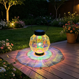 Lámpara Solar Colgante Prismática Iridiscente Vintage, LED Blanco Cálido, Impermeable, Hecha a Mano, Portátil, para Jardín, Parque, <span class=keywords><strong>Exterior</strong></span> - Product Image 1