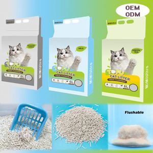 Litière pour chat en tofu biodégradable, écologique, à forte agglomération, sans poussière, pour usine OEM/ODM, vente en gros - Product Image 1