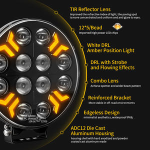 Feux auxiliaires LED avec réflecteur TIR multifonction, 7 pouces, lumière de conduite blanche/ambre, DRL avec fonction stroboscopique pour Jeep Wrangler - Product Image 2
