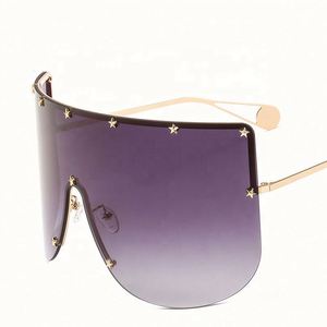 Gafas de Sol de Lujo con Montura Media y Remaches Degradados, Gafas de Sol Grandes para Mujer, Protección UV400, Gafas de Sol Metálicas Extra Grandes para Mujer 2021 - Product Image 5