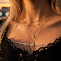 Collier superposé en acier inoxydable 316L, chaîne multi-brins ton or, pendentif à griffes en zircon, bijoux unisexe, cadeau