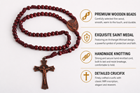 Collier de prière catholique en paracorde avec perles en bois, crucifix Saint Benoît, perles de prière faites à la main, bijoux religieux chrétiens, cadeau