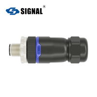 Connecteur aérospatial M12 à codage F, assemblage à visser, mâle/femelle, étanchéité IP68, 16A 63V, 4 broches, cuivre plaqué or, PA66+GF