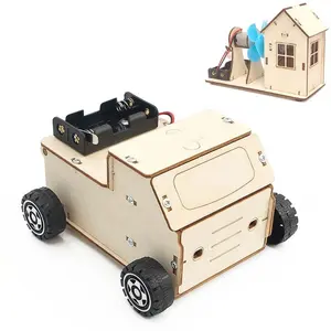 3D Houten Diy Robot Stofzuiger Model Craft Kit Batterij Aangedreven Wetenschap Educatief Speelgoed