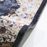 Tapis de salon LandScopeTech turc vintage, style Wilton tissé, aspect fait main, motif médaillon traditionnel, bleu marine, haute densité, prêt à expédier