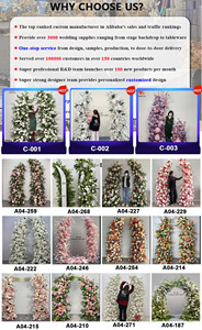 Suministros para eventos de boda LEDA, camino de mesa de flores artificiales de alta calidad hechas a mano con rosas rosas y hojas verdes - Product Image 5