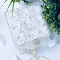 Boîte cadeau moderne en acrylique de qualité supérieure avec couvercle |   Vitrine pour arrangements floraux pour bouquets de mariage |   Décoration florale transparente