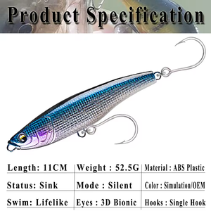 110mm 52.5g di acqua salata lungo lancio matita <span class=keywords><strong>pesca</strong></span> <span class=keywords><strong>esca</strong></span> di <span class=keywords><strong>mare</strong></span> che affonda <span class=keywords><strong>esca</strong></span> di <span class=keywords><strong>mare</strong></span> a matita con attrezzatura da Stickbait a gancio singolo - Product Image 3