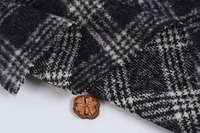 Manteau de fourrure long à carreaux mélangés en mohair et laine en tissu de laine