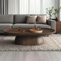 Table basse en bois haut de gamme pour hôtel, salon moderne, maison, villa – Dernier design, ensemble de tables basses elliptiques avec rangement