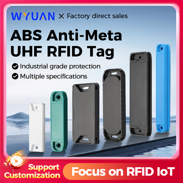 WYUAN 860~960MHz RFID Anti-Metal Tag UHF Long Range ABS Waterproof Rugged Electronic Label on Metal for Fixed Asset Management