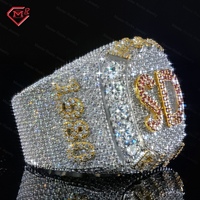 Bague personnalisée en moissanite entièrement sertie de diamants, style hip-hop, en argent sterling 925, pour homme