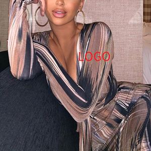 Robes moulantes maxi élégantes, tenue unie, automne 2021, robe de soirée décontractée à manches longues, grande taille pour femme - Product Image 1