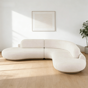 Divano Sezionale Moderno a L di <span class=keywords><strong>Design</strong></span> a 3 Posti con Braccioli Curvi, Minimalista di Alta Gamma - Product Image 2