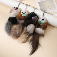 Petit pendentif en fourrure de renard véritable, mignon, pour femmes, breloque pour sac en peluche, porte-clés de voiture, accessoires