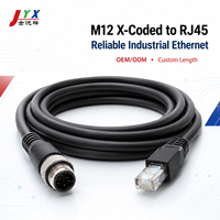 Kabel Ethernet Industri M12 X-Coded ke RJ45 8 Pin Berpelindung untuk Otomasi PLC Visi Mesin