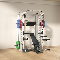 Snode Machine Smith multifonctionnelle avec cadre en acier robuste, tout-en-un pour usage domestique, équipement de musculation complète avec crossover par câble et presse à jambes