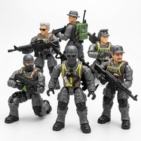 Pack de 6 figurines militaires en blister, jouets de soldats à assembler avec armes pour jeu militaire, cadeau jouet pour enfants de 3 ans et plus