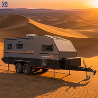CAMPTR Remorque de voyage tout-terrain robuste, caravane remorquable avec suspension indépendante pour le camping hors réseau