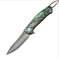 Couteau pliant en acier de Damas avec étui, poignée, pour le camping en plein air, la survie, la poche