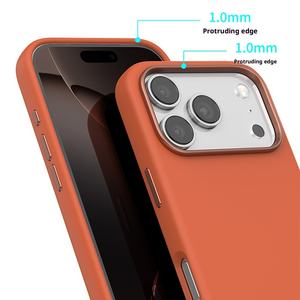 Custodia per telefono in Silicone liquido per 17/16/15promax colore solido foro sottile Design magnetico antiurto include impugnatura del telefono - Product Image 4