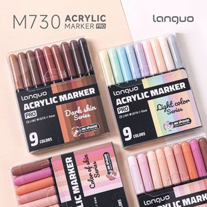 Marcadores Acrílicos de Flujo Directo Languo Rich Pigment, Versión Profesional de 9 Colores, Súper Mezclables para Pintura Artística - Product Image 1
