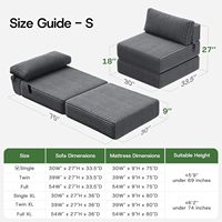 Canapé-lit pliant 4-en-1 convertible, chaise longue sans armature, matelas à ressorts ensachés, mousse à maintien moyen, portable, capitonné