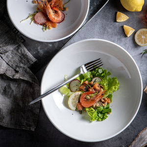 Service de vaisselle de luxe en argile et grès Lotus petites assiettes créatives en céramique blanche pour salade et <span class=keywords><strong>petit</strong></span>-déjeuner pour le <span class=keywords><strong>restaurant</strong></span> - Product Image 6