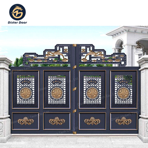 Nhôm màu vàng biệt thự cổng hộ Lan Tôn sóng chất lượng cao sang trọng Swing Hợp kim nhôm nhập cửa tự động 90mm quan điểm cổng - Product Image 3