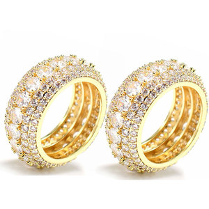 Bague Moissanite à 5 rangs en or 14 carats Bague pour homme style hip-hop un excellent cadeau pour ceux <span class=keywords><strong>qui</strong></span> aiment l'or brillant (or 18 carats) - Product Image 4