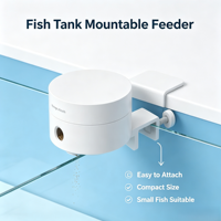 Distributeur automatique de nourriture pour poissons isolé, sans obstruction, avec minuterie intelligente, ultra-compact, installation fixe pour aquarium, propre et compact