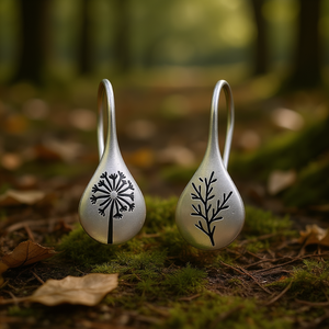 Orecchini Pendenti in Argento Tibetano da Donna, Vintage con Motivo Vegetale, in Lega Placcata Argento Anticato, Gioielli Pendenti alla Moda - Product Image 2