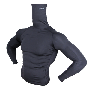 Haute qualité Compression chemises noir couleur Pure Gym t-shirts hommes col roulé chemise manches longues hommes T-Shirts - Product Image 1