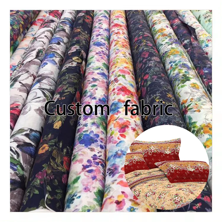 China Bedrijf Custom Microfiber Geborsteld Polyester Bloemenpatroon Print Stof Voor Bed Kussensloop