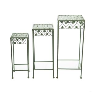 Juego de tres soportes triangulares altos para macetas, estilo vintage, con acabado envejecido, para plantas de Epipremnum, decoración en <span class=keywords><strong>escalera</strong></span>. - Product Image 5