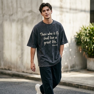 Custom Screen Printing Tee Heavyweight Oversized Boxy <b>Men's</b> T-shirts Gemstone Acid Wash Sun Faded Distressed T Shirt - Product Image 4