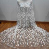 Le plus populaire blanc mariée broderie perlée dentelle tissu perles africaines paillettes perlé dentelle tissu de luxe pour les mariages 105cm