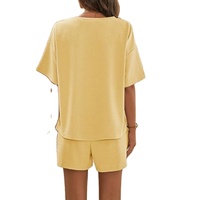 Tenues de vacances d'été, ensemble t-shirt à manches courtes et short, impression personnalisée, coupe ample, ensemble en tricot gaufré pour femmes