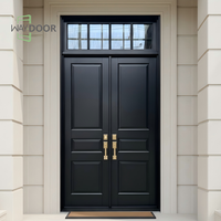 Portes extérieures insonorisées en bois de chêne et de pin acajou avec insertion de verre Porte arrière double en bois massif