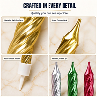 Bougies d'anniversaire en spirale métalliques, lot de 6, colorées, sans parfum, en cire de paraffine, décoration de gâteau pour fêtes