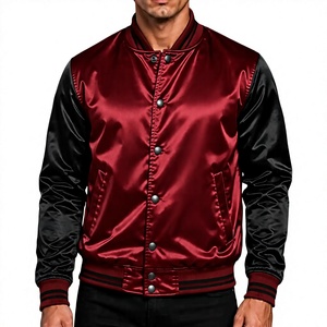 Chaquetas Bomber de Satén de Lujo Personalizadas Color Borgoña, Bordadas, Estilo Urbano, Reversibles, para Hombre y Mujer, en Oferta - Product Image 1