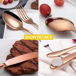 Precio de fábrica Talheres De Luxo Juego de cubiertos reutilizables Juego de cubiertos de acero inoxidable de oro rosa - Product Image 5